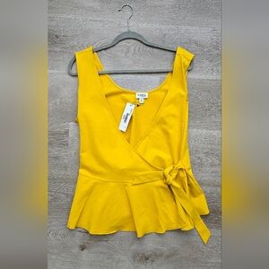Vibrant Yellow Wrap Blouse